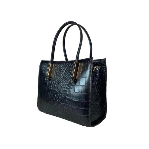 LeatherLuxe black women's leather handbag – premium shoulder and crossbody bag with elegant design and durable stitching