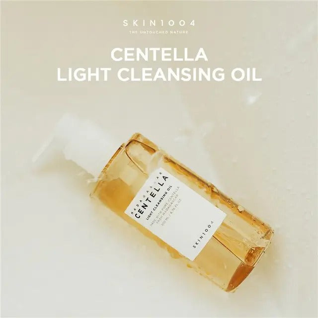 Bottle of Skin1004 Centella Light Cleansing Oil on a light background