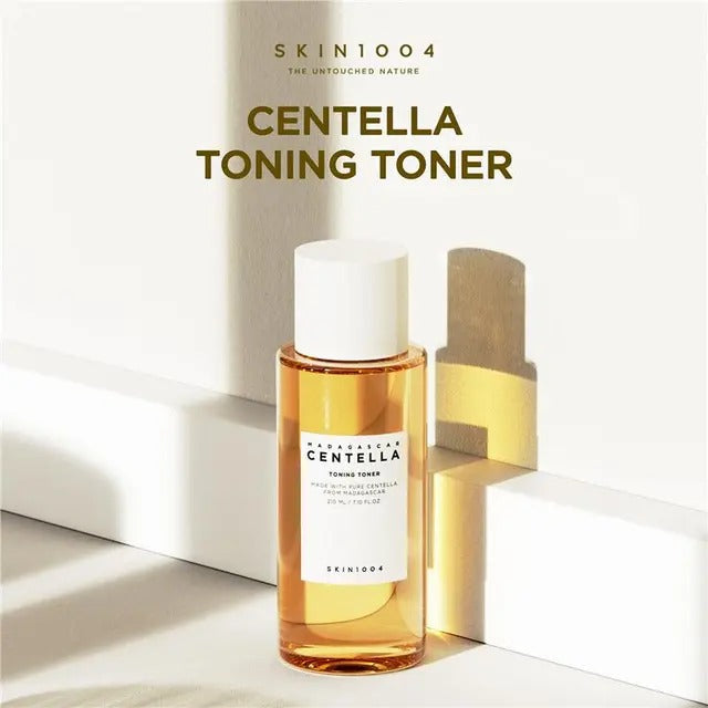 Skincare bottle labeled 'Caraganel Centella Toning Toner' on a white background