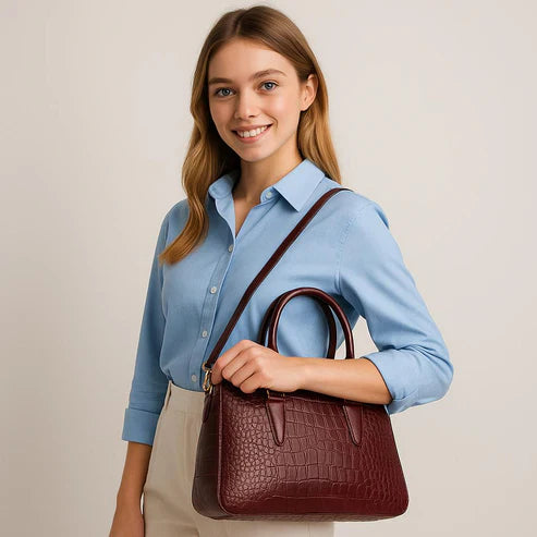 Premium Red Leather Office Bag by LeatherLuxe