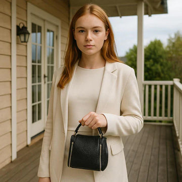 Black Leather Handbag Shoulder Bag for Women