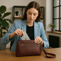red leather clutch bag for women