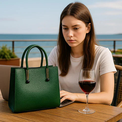 Women's Leather Handbag – Green Leather Shoulder Bag