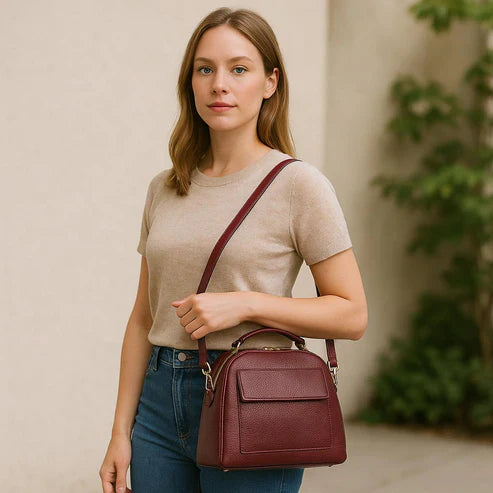 Dark Red Women’s Satchel Handbag LeatherLuxe Medium