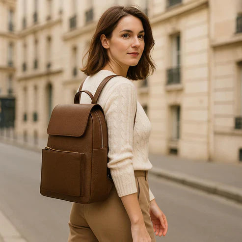 Brown Leather Women's Backpack – Laptop Bag