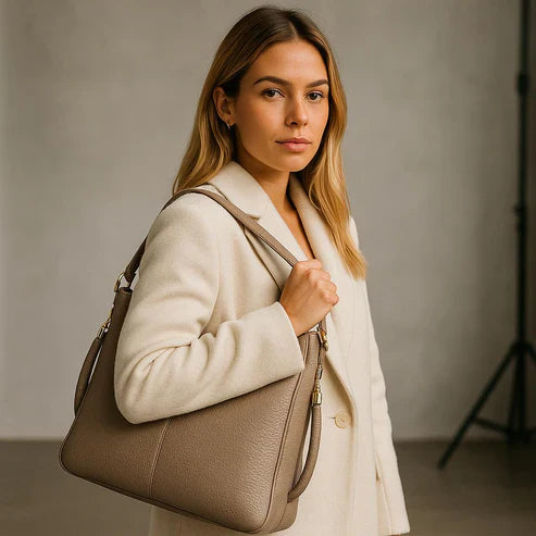 Women’s handbag khaki leather tote