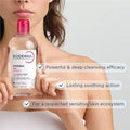 Bioderma Sensibio H2O micellar water cleanser for sensitive skin, removes makeup and soothes skin.